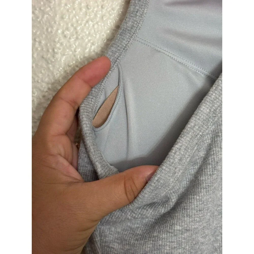 ALO Yoga Light Grey Ribbed Aspire Full Length Tank Top Racerback Tank size XS